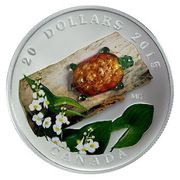20 Dollars - Elizabeth II Venetian Glass Turtle with Broadleaf Arrowhead Flower, Canada, 2015 reverse image