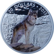 20 Dollars - Elizabeth II Imposing Alfa Wolf, Canada, 2015 reverse image