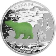 20 Dollars - Elizabeth II Polar Bear, Canada, 2015 reverse image