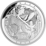 20 Dollars - Elizabeth II Wood Buffalo National Park and Sichuan Giant Panda Sanctuaries, Canada, 2015 reverse image