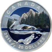 20 Dollars - Elizabeth II The Loon, Canada, 2016 reverse image