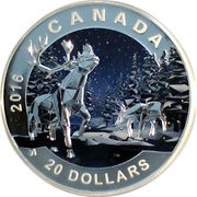 20 Dollars - Elizabeth II Caribou, Canada, 2016 reverse image