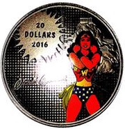 20 Dollars - Elizabeth II Wonder Woman, Canada, 2016 reverse image