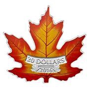 20 Dollars - Elizabeth II Canadian Maple Leaf; colored, Canada, 2016 reverse image