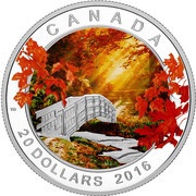 20 Dollars - Elizabeth II Autumn Tranquility, Canada, 2016 reverse image