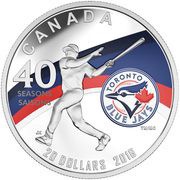 20 Dollars - Elizabeth II Toronto Blue Jays, Canada, 2016 reverse image