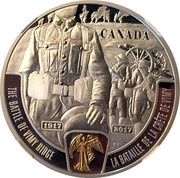 20 Dollars In the name of George V; Battle of Vimy Ridge, Canada, 2017 reverse image