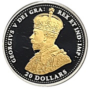 20 Dollars In the name of George V; Battle of Passchendaele obverse image