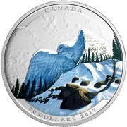 20 Dollars - Elizabeth II Snowy Owl, Canada, 2017 reverse image