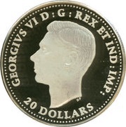 20 Dollars In the name of George VI; Hawker Hurricane obverse image