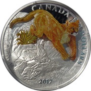 20 Dollars - Elizabeth II Three-dimensional leaping cougar, Canada, 2017 reverse image