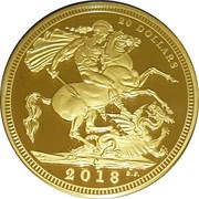20 Dollars In the name of Edward VII; The 1908 Sovereign, Canada, 2018 reverse image