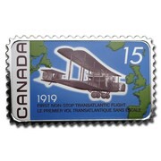 20 Dollars - Elizabeth II Stamp Transatlantic Flight, Canada, 2019 reverse image