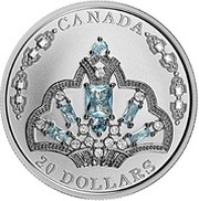 20 Dollars - Elizabeth II Brazilian Aquamarine Tiara, Canada, 2020 reverse image