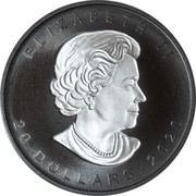 20 Dollars - Elizabeth II Incuse Silver Maple Leaf obverse image
