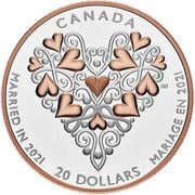 20 Dollars - Elizabeth II Wedding Day, Canada, 2021 reverse image