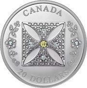 20 Dollars - Elizabeth II Platinum Jubilee Diamond Diadem, Canada, 2022 reverse image