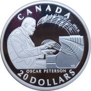 20 Dollars - Elizabeth II Oscar Peterson, Canada, 2022 reverse image