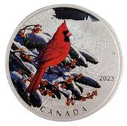 20 Dollars In the name of Elizabeth II; Northern Cardinal, Canada, 2023 reverse image
