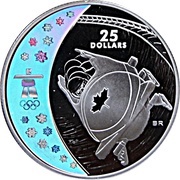 25 Dollars - Elizabeth II Bobsleigh, Canada, 2008 reverse image