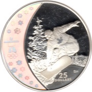 25 Dollars - Elizabeth II Snowboarding, Canada, 2008 reverse image