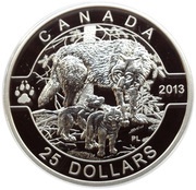 25 Dollars - Elizabeth II The Wolf, Canada, 2013 reverse image