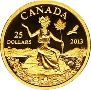 25 Dollars - Elizabeth II Canada: An Allegory; gold, Canada, 2013 reverse image