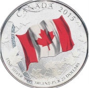 25 Dollars - Elizabeth II Canadian Flag Anniversary, Canada, 2015 reverse image