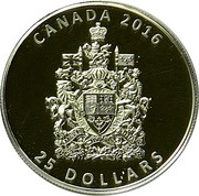 25 Dollars - Elizabeth II The Coat of Arms of Canada, Canada, 2016 reverse image