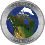 25 Dollars - Elizabeth II A View of Canada From Space - Glow-in-the-Dark, Canada, 2017 reverse image