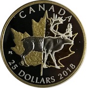25 Dollars - Elizabeth II Timeless Icons, Caribou, Canada, 2018 reverse image