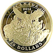 30 Dollars - Elizabeth II National Aboriginal Veterans Monument, Canada, 2014 reverse image