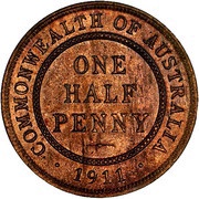 ½ Penny - George V reverse image