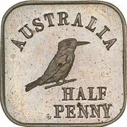 ½ Penny - George V Kookaburra Pattern - Type 1 reverse image