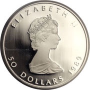 50 Dollars - Elizabeth II 2nd Portrait; 1 oz. Platinum Bullion Coinage obverse image