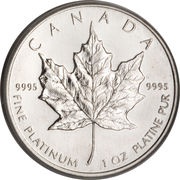 50 Dollars - Elizabeth II 3rd Portrait; 1 oz. platinum bullion coinage reverse image