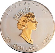 50 Dollars - Elizabeth II 3rd portrait; 10 oz silver bullion coinage obverse image