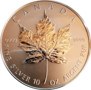 50 Dollars - Elizabeth II 3rd portrait; 10 oz silver bullion coinage, Canada, 1998 reverse image