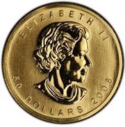 50 Dollars - Elizabeth II Maple leaf and Inukshuk, Gold obverse image