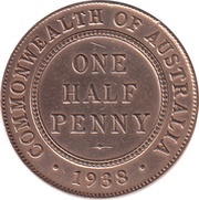 ½ Penny - George VI reverse image