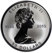 50 Dollars - Elizabeth II 5 oz. Silver Maple Leaf obverse image