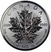 50 Dollars - Elizabeth II 5 oz. Silver Maple Leaf, Canada, 2013 reverse image