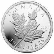 50 Dollars - Elizabeth II Maple Leaves, Canada, 2014 reverse image
