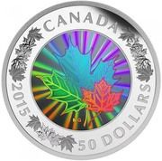 50 Dollars - Elizabeth II Maple Leaf Hologram, Canada, 2015 reverse image