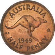 ½ Penny - George VI without "IND:IMP" reverse image
