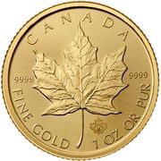 50 Dollars - Elizabeth II 4th Portrait; GML Bullion Coinage (with radial lines and security leaf), Canada, 2015-2022 reverse image