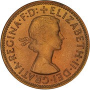 ½ Penny - Elizabeth II 1st Portrait; with "F:D:" obverse image