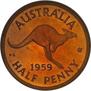 ½ Penny - Elizabeth II 1st Portrait; with "F:D:" reverse image