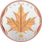 50 Dollars - Elizabeth II Maple Leaf in Motion, Canada, 2021 reverse image