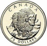 75 Dollars - Elizabeth II Muskox; platinum, Canada, 1999 reverse image